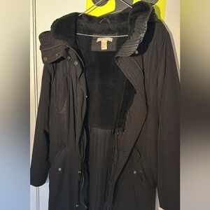 H&M Black Hooded Coat